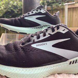 Brooks Black and Light Green Athletic Shoes